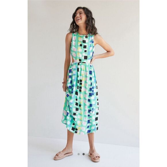 Anthropologie Corey Lynn Calter Abstract Midi Dress Cutout Size M - Picture 1 of 14